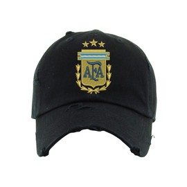 Argentina Soccer Dad Hat Embroidered Federacion Argentina De Futbol Fans Cap (Black)