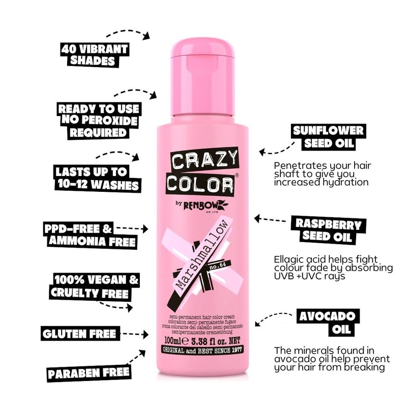 Crazy Color Metallic Marshmallow Semi-Permanent Hair Dye. Dusty Pink Conditioning