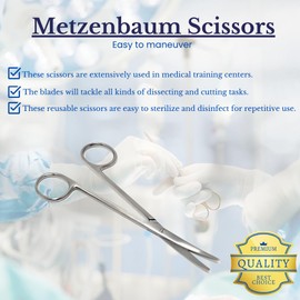 Metzenbaum Scissors Blunt/Blunt Blades Made of Stainless Steel Sharp Precise Cutting (5.75" - Curved)