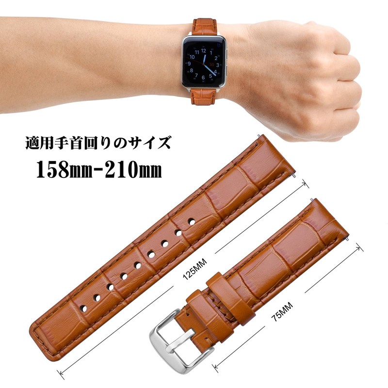 ANNEFIT Genuine Leather Watch Strap, Crocodile-Embossed Watch Band, Quick Release