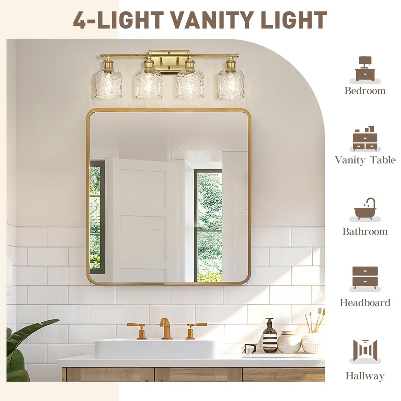 zeyu 27'' Modern Vanity Lights Over Mirror, 4-Light Brushed Gold