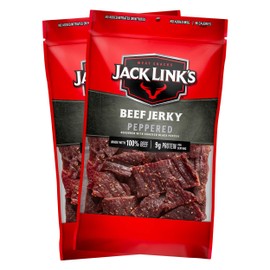 Jack Link's Beef Jerky, Peppered, Large Jerky Bags - Flavorful Meat Snacks, Ready to Eat Protein Snacks with 9g of Protein per Serving, Made with 100% Beef - 9 Oz. (Pack of 2)