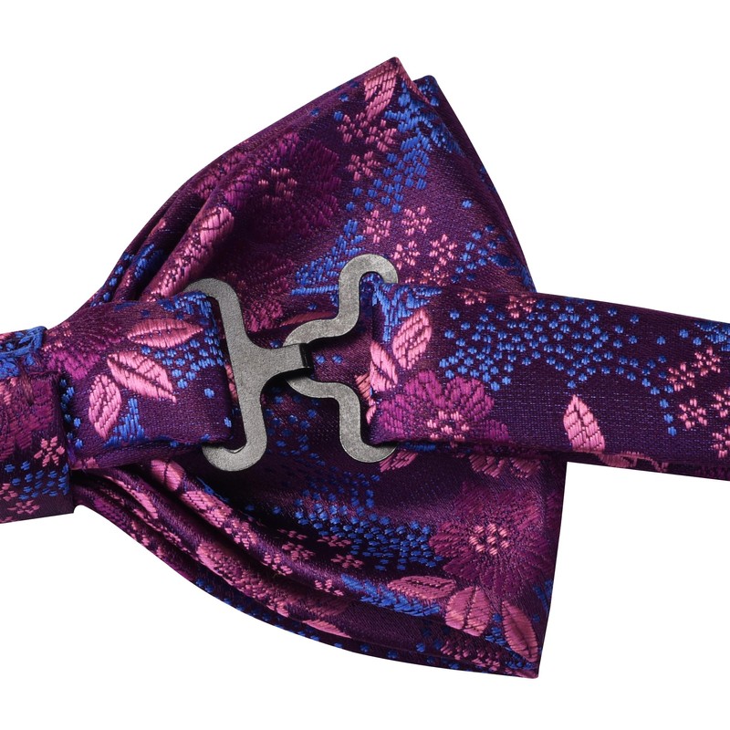GUSLESON Mens Red Purple Bow Tie for Wedding Pre-Tied Silk