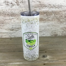 Unbranded If Your Going to be Salty Bring the Tequila 20 oz Skinny Tumbler with Straw & Li