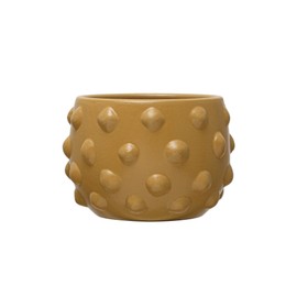 Creative Co-Op Terracotta Raised Dots, Matte Dijon Pots and Planters, 6" L x 6" W x 5" H, Yellow
