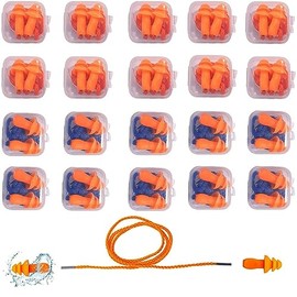 THJOPOKEEL Tapones para Oídos, 20 Pares Tapones de Silicona para nadar, Tapón Auditivo con Cable, Impermeables y Reutilizables, Tapones para los Oídos para Dormir Reducción del Ruido, Earplugs