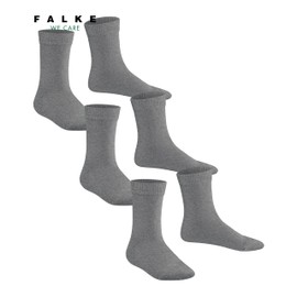 FALKE Unisex Children's Family 3-Pack Socks Breathable Sustainable Organic Cotton Reinforced Children's Socks Durable Non-Slip Skin-Friendly Plain Multipack 3 Pairs, Grey Light Grey Melange 3390