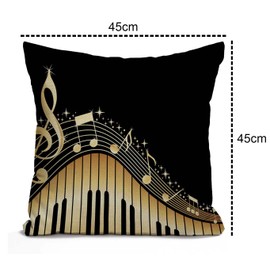 Tomda Old Vintage Abstract Piano and Music Note Cotton Linen Cushion Cover Home Decorative Throw Pillow Case for Sofa Couch Bedding 45x45cm 18x18 Inches