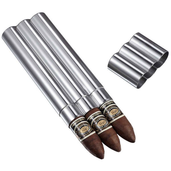 Visol Products VCASE2011 "Tres" Stainless Steel 3-Finger Cigar Tube