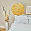 Modern Medium Cream Lattice Wicker Rattan Globe Ball Style Ceiling