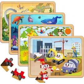 MJBLKEREN Puzzles for Kids Ages 4-6, Set of 4 Packs with 24-Piece,Presc