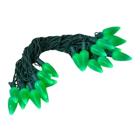 Novelty Lights 25FT C9 LED Ceramic Christmas Lights (25 Bulbs) Novelty Lighting, C9 Christmas Lights Outdoor (Green)