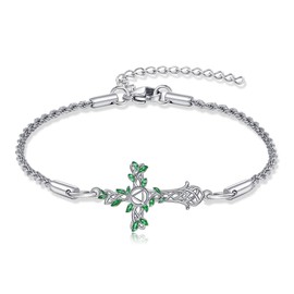 ONEFINITY AA Sobriety Bracelet Sterling Silver Cross Anonymous Alcoholics Recovery Symbol Bracelet Cross Anonymous Alcoholics Jewellery Gifts for Women, Sterling Silver, No gemstone
