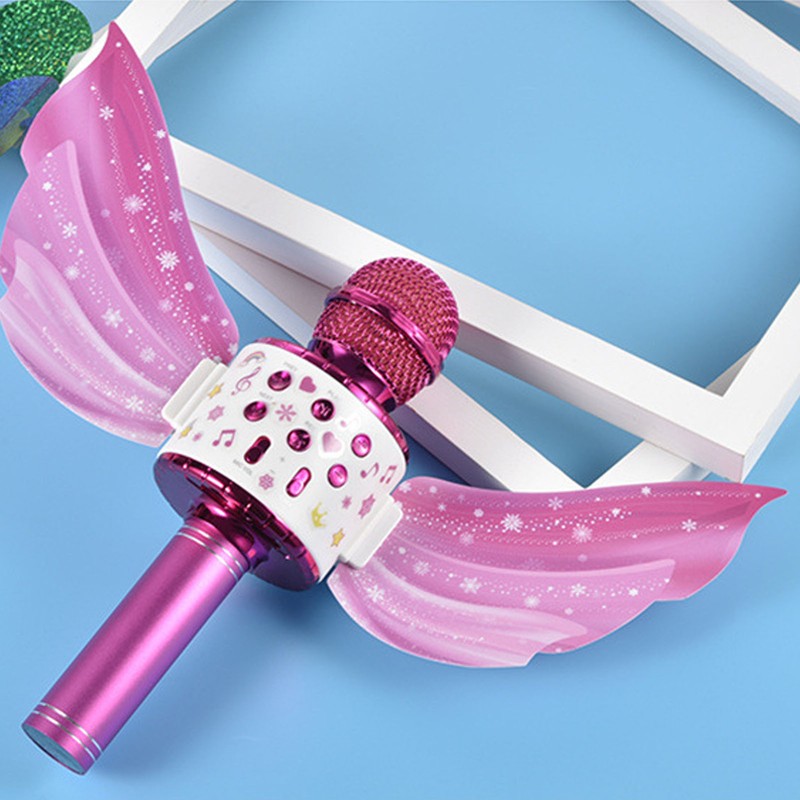 Kids Bluetooth Microphone Wireless LED Lights Wings Decoration USB Rechargeable
