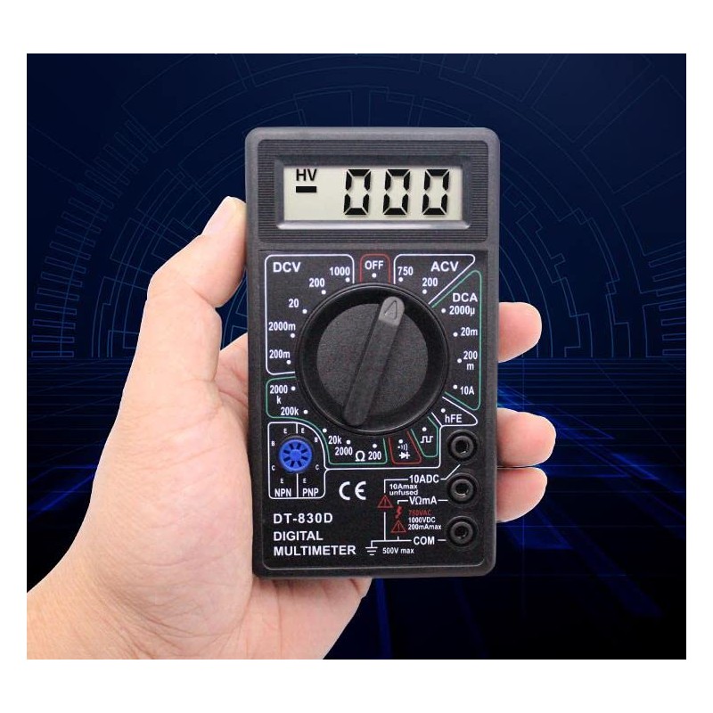 DT-830D Digital Multimeter with Buzzer Square Wave Output Voltage Ampere