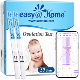easy@Home Tiras Reactivas de Ovulación, 50 LH, App Premom iOS y Android