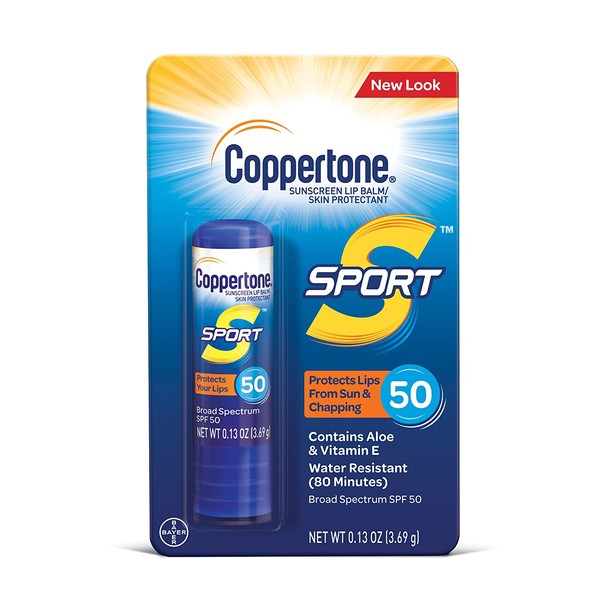 Coppertone Sport Sunscreen Lip Balm Broad Spectrum SPF 50 (0.13 Ounce) (Packaging May Vary)