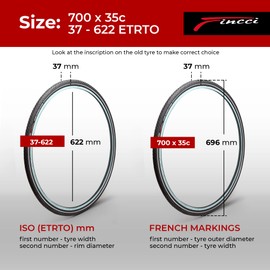 Fincci Pair 700x35c Tire 37-622 Foldable 60 TPI City Commuter Tires Reflective with Nylon Protection for Cycle Road Mountain MTB Hybrid Touring Electric Bike Bicycle - Pack of 2X 700 x 35c Tires