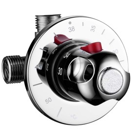 CIENCIA CTM505 Brass Thermostatic Mixing Valve G1/2 Inch Hot Water 3 Way Diverter Valve for Shower Chrome