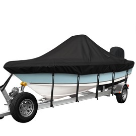 Center Console Boat Cover,20'-22'ft Waterproof 900D PU Heavy Duty Trailerable Boat Cover for Center Console Boat,Marine Grade Oxford UV Resistant Polyester Canvas with Motor Cover,Black