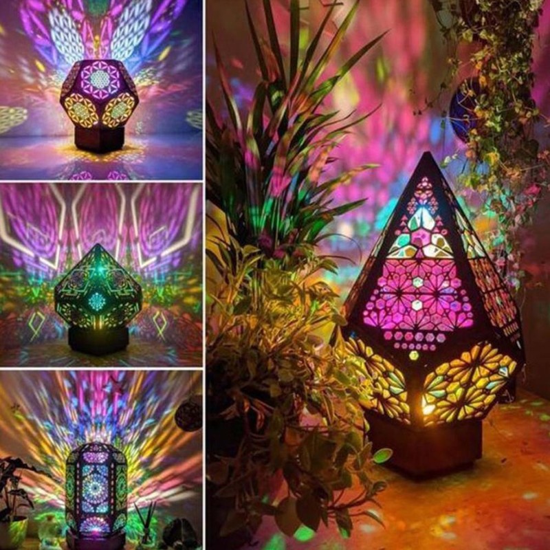 Bohemian LED Projection Light Bedside Night Lamp for Bedroom Hallway
