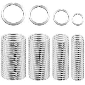 Pack of 80 Key Rings 4 Sizes (15 mm 20 mm 25 mm 30 mm) Key Ring Stainless Steel Key Ring for Crafts Keyring Keychain Sound File Flat Key Ring for Keys DIY Crafts