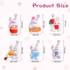 COGCHARGER 30 Pieces Rabbit Charm with Musical Instruments Music Theme Opaque Resin Pendants Animal Charm Mixed Color for Jewelry Making Crafts