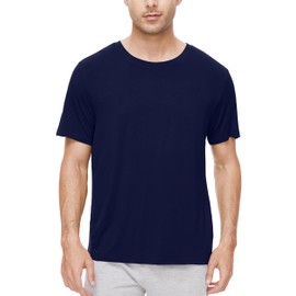 WiWi Men's T-Shirts Classic Soft Tee Soft Lightweight Crew Neck Short Sleeves Pajama Rayon Sleep Shirt S-XXL, Navy, Small