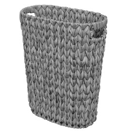 Coeusy 5 Gallon Wicker Trash Can,Wicker Bathroom Trash Can with Handles,Handwoven Waste Basket Waterproof Narrow Small Garbage Can for Bedroom,Bathroom,Office,Grey/20 Liters