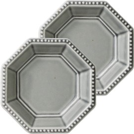 Mino Pottery Amy 85 Octagon Plate, Gray, Set of 2
