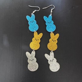 Easter Rabbit Earrings for Women Easter Charms Sparkle Colorful Bunny Spring Earrings Acrylic Rabbit Dangle Earrings=colorful 1