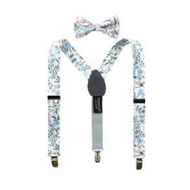 Spring Notion Boys' Cotton Floral Suspenders and Bow Tie Set For Kids Toddlers Infants, 48-Dusty Blue Small