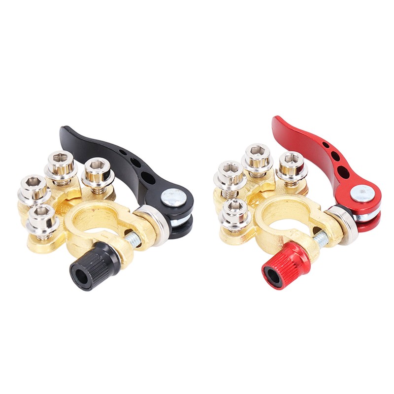 2Pcs Battery Terminal Connectors Car Disconnect 4 Way Positive Negative