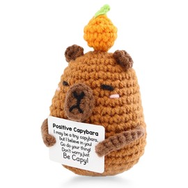 FOSDICK Capibara Positiva, Patata Positiva Uncinetto, Divertente Positive Capibara Supporto Emotivo, Capybara Motivazionale con Carta, Capybara Portafortuna Regalo per per Famiglia Amici Collega