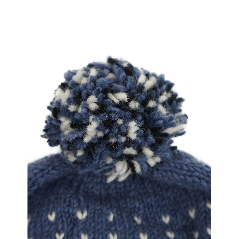 Pachamama Women Wool Bobble Beanie Hat Handknitted Penguin Design Multicoloured