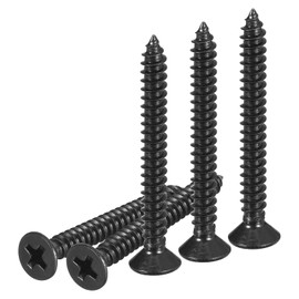 DTGN 25Pcs #8x1-1/2" Flat Head Wood Screws, 304 Stainless Steel Phillips Self Tapping Screws - Good for Woodworking, Furniture - Black