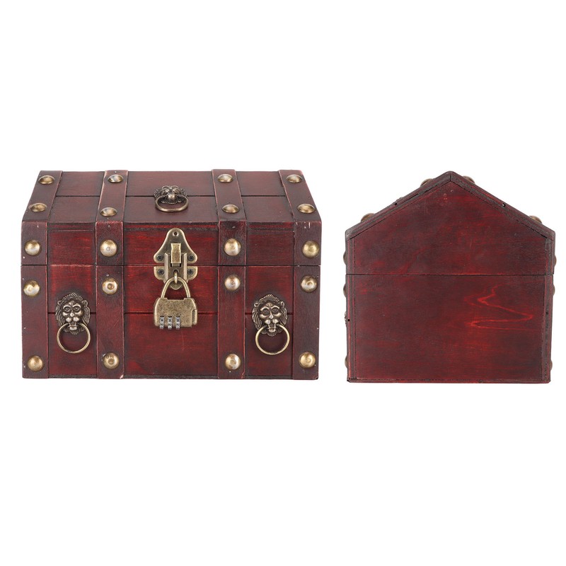 Treasure Chest Storage Box with Combination Lock Handcraft Exquisite Wood
