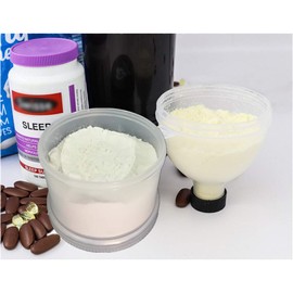 REOOHOUSE Portable Powder Container Funnel Supplement Tablet Storage Nutrition BCAA Creatine Capsule Subdivision 2 Pack(Funnelbox)