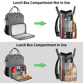 MATEIN Lunch Backpack Women, Laptop Backpack 15.6 Inch with Insulated Cooling Compartment, Cool Backpack with USB Charging Port, Waterproof Cooler Bag Lunch Bag for Women Men Work Business School Grey