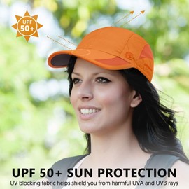GADIEMKENSD Unstructured Quick Dry Sports Cap Outdoor Sun Protective Unisex, orange