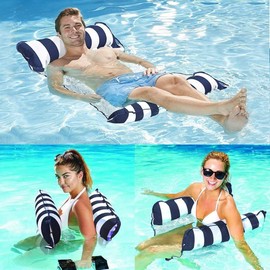 Inflatable Pool Floats Water Hammock, 4-in-1 Floats for Swimming Pools, lilo pool inflatables, Lounge Chair Beach Lounge Air Mattress Pool Party Toys Games for Adult kids