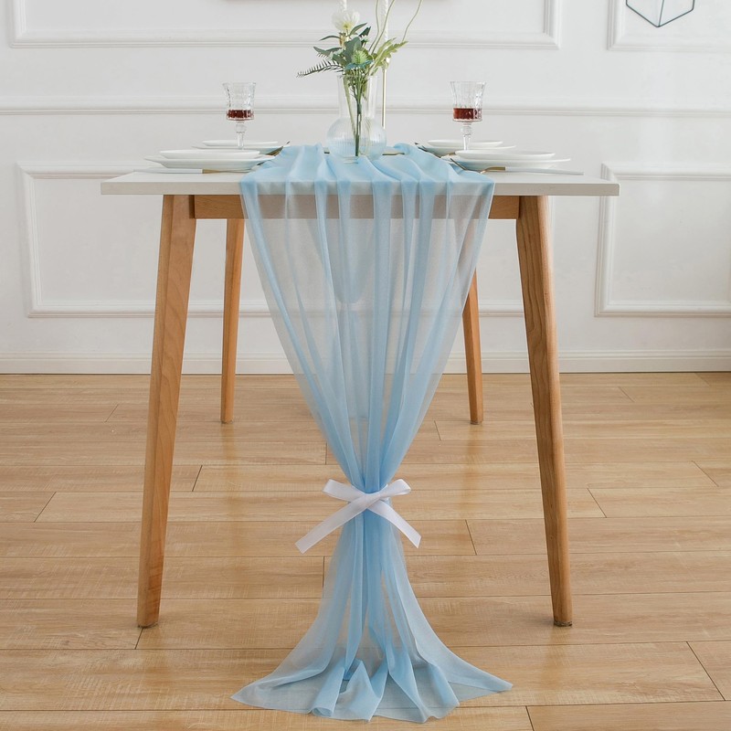 AOKSUNOVA Table Runner Chiffon Pink Table Runner for Wedding Bridal