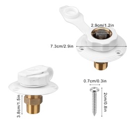 RV Water Inlet, RV City Water Connection Replacement 1/2" Male Thread Waters Fill Inlet Hose Connector with Check Valve for Camper Trailer Marine Motorhome