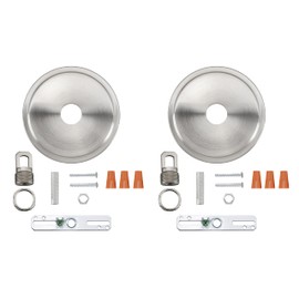 Aspen Creative 21507-22, Transitional Chandelier & Light Fixture Canopy Kit w/Collar Loop, Brushed Nickel, 5-1/8" Diameter, 1" Center Hole, 2 Pack