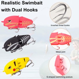 Smooth Glide Baits – Mini Fishing Lures for Bass Fishing, Freshwater & Saltwater, Realistic Swimbait with Dual Hooks, for Trout, Crappie, Walleye, Salmon (Yellow)