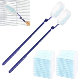 Pack of 52 Dust Magnet Refill Pack Set 50 Pieces Dusters for Cleaning Dust Cloth Refill Duster Cloths with 2 Pieces Telescopic Rod for Pet Hair Dust Dirt