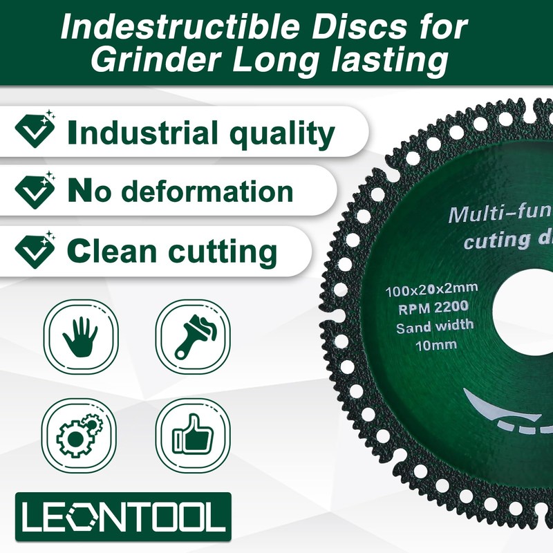 LEONTOOL 5 Packs 4 Inch Indestructible Disc for Grinder 7/8"