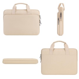 DOMISO 17 inch Laptop Sleeve Protective Case Cover Compatible with 17-17.3 inch HP Dell ASUS Lenovo Chromebook,Waterproof Computer Cases Bag with Handle,Beige