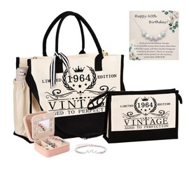 61th Birthday Gifts for Women Vintage 1964 Beach Bag Set 1964 Birthday Gifts for Wife Sister Mom Aunt Grandma Friends Her Turning 61 Thoughtful and Stylish Birthday Unique Gifts