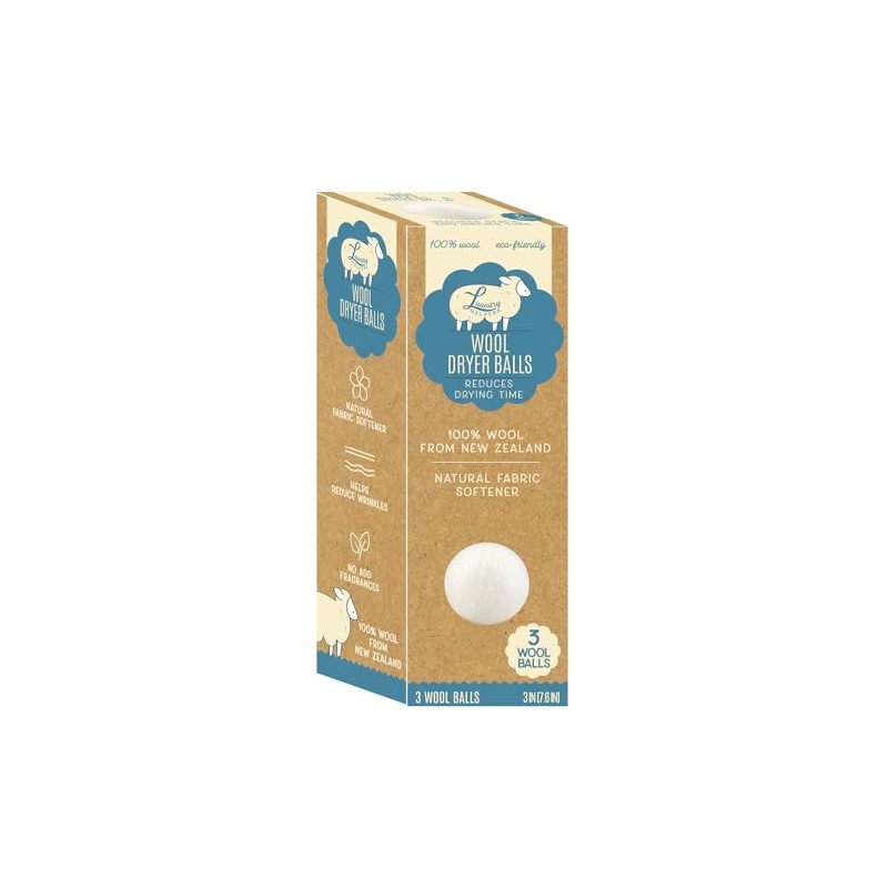 Laundry Helpers Wool Dryer Balls with Mesh Laundry Bag, White,
